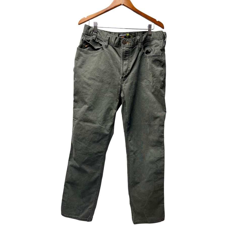 Ariat Rebar Men's M5 Work Pants 38x34 Gray Straight Leg Canvas Rugged Ranch Farm